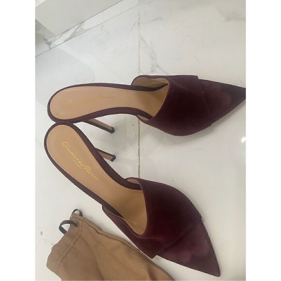 [gianvito Rossi] suede pointy toe mules EUC#7 - Picture 1 of 10